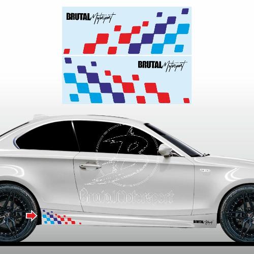 2 Racing M-Power colors chequered flag sticker decal 42 cm BRUTAL MOTORSPORT